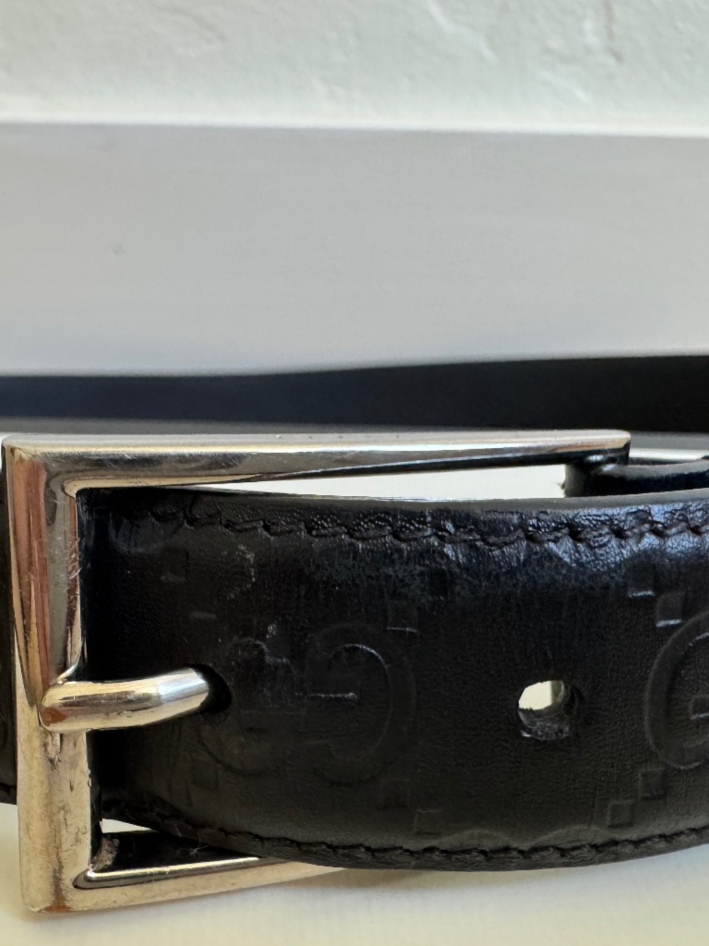 Gucci Signature Black Belt for men with GG Detail